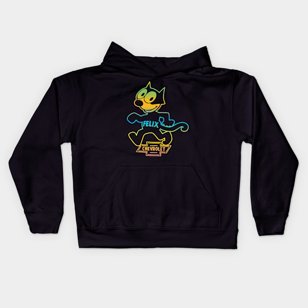 the lightning cat happy christmas Kids Hoodie by skeleton sitting chained